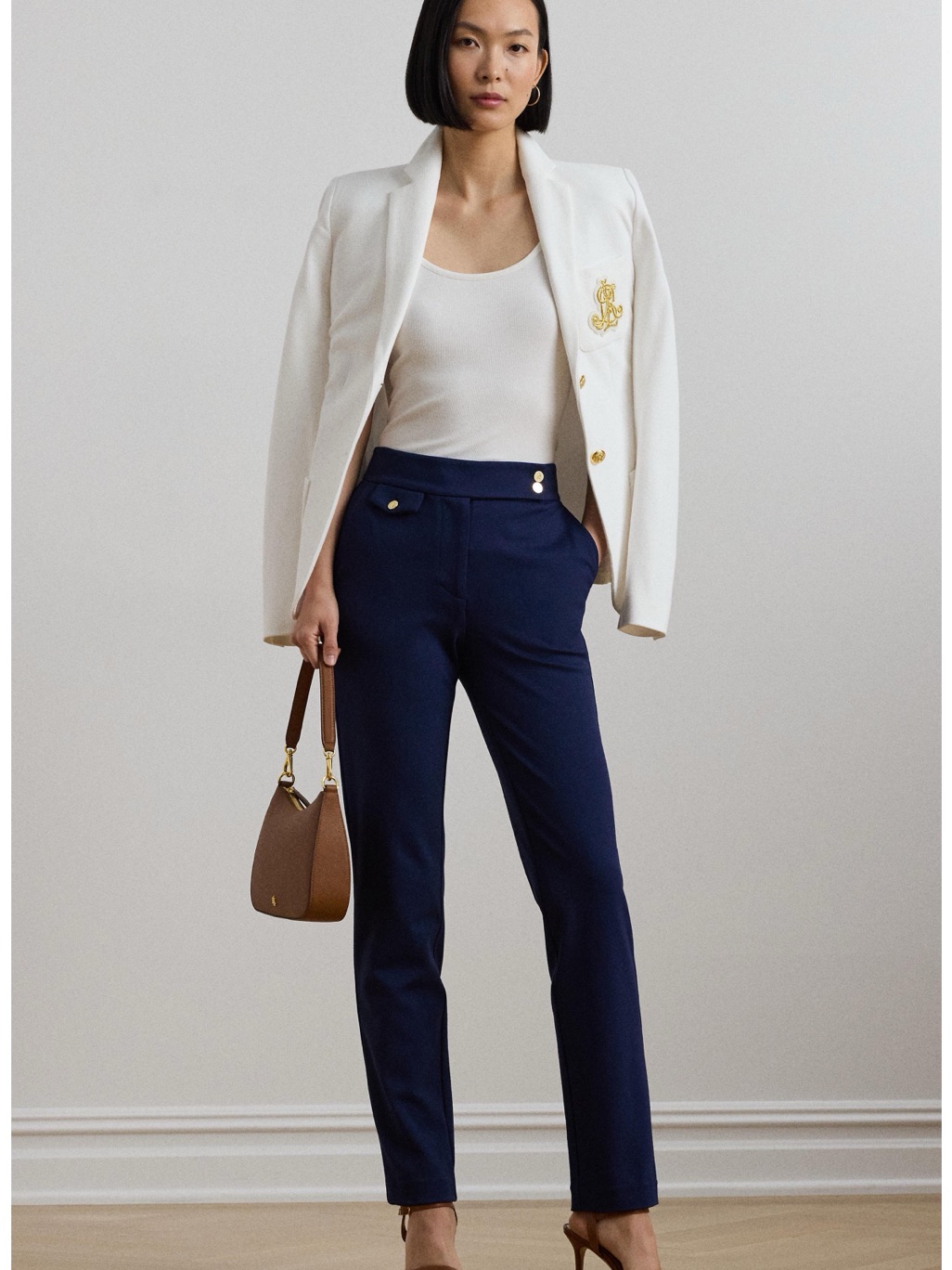 Lauren Ralph Lauren Navy Straight-Leg Ponte Trousers